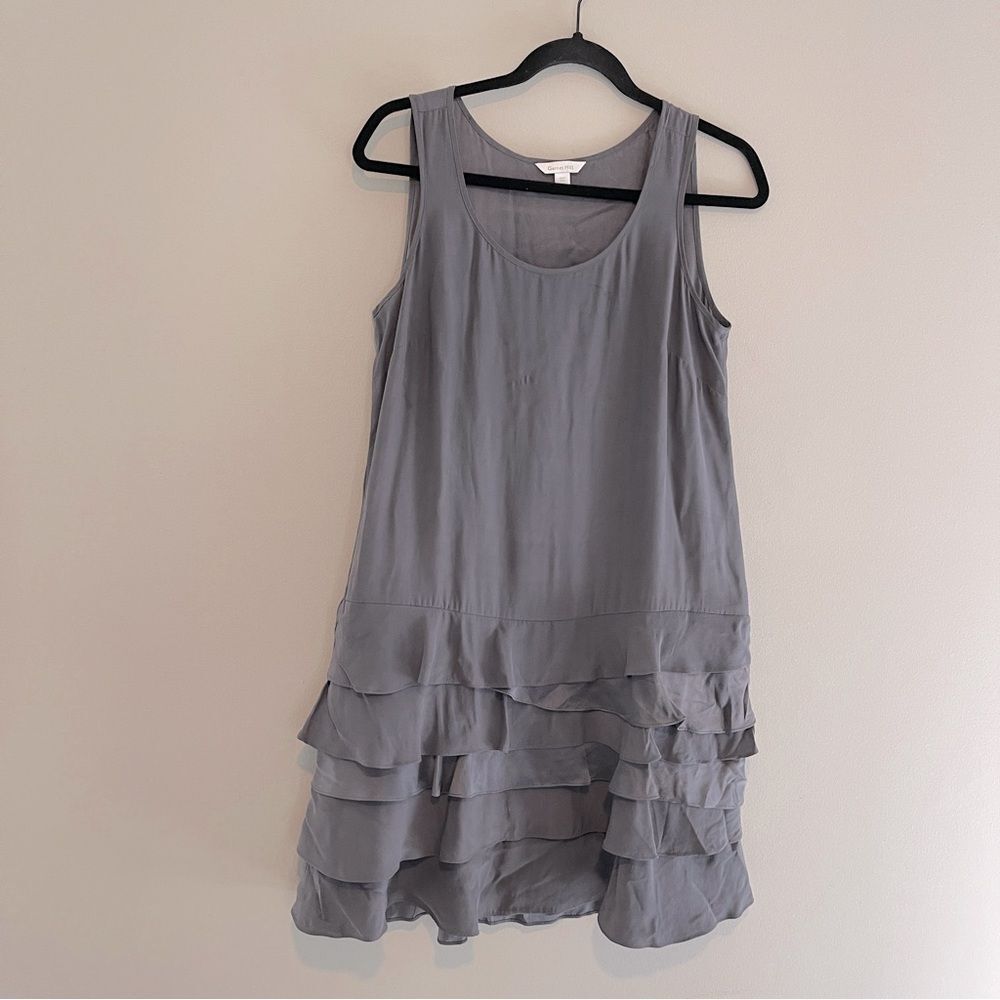 Garnet Hill 100% Silk Gray Tank Dress Size 4